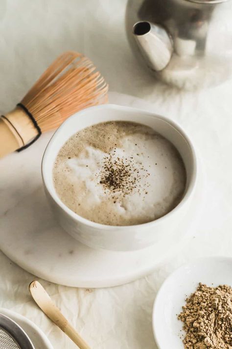 Hojicha Latte | Sift & Simmer Hojicha Latte, Rose Milk Tea, Latte At Home, Tea Latte Recipe, Rose Milk, Vegan Drinks, Easy Drink Recipes, Matcha Green Tea Powder, Milk Foam