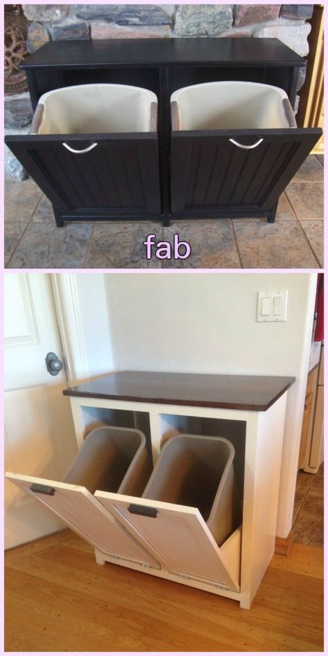 Diy Tilt Out Trash Can, Tilt Out Trash Can Cabinet, Tilt Out Trash Can, Can Cabinet, Trash Can Cabinet, Cocina Diy, Diy Muebles Ideas, Popular Woodworking, Wood Plans