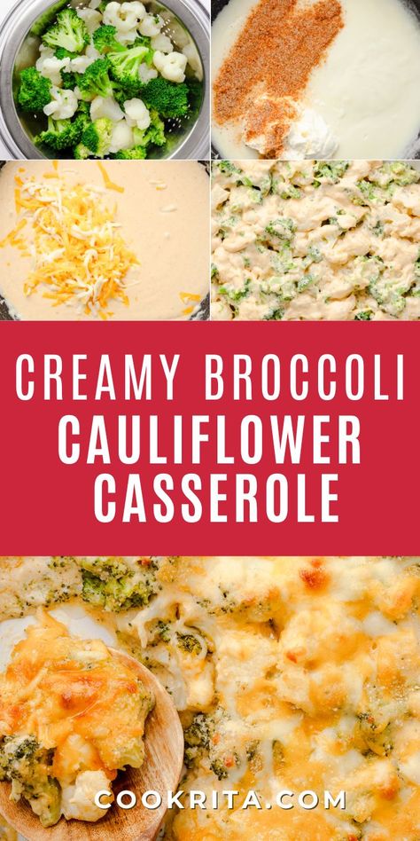 Broccoli Cauliflower Bake, Cauliflower Cheese Casserole, Easy Cheesy Cauliflower, Casserole With Broccoli, Cheesy Cauliflower Casserole, Cheesy Cauliflower Bake, Broccoli Cauliflower Casserole, Cauliflower Bake, Broccoli Recipes Casserole