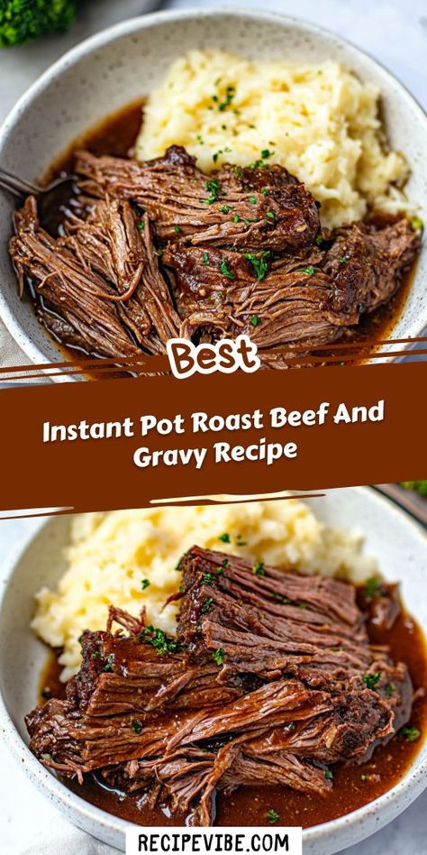 Looking for a hearty meal that’s quick and easy? This Instant Pot Roast Beef and Gravy Recipe delivers tender, flavorful beef in no time! By trying this recipe, you’ll enjoy a delicious home-cooked meal with minimal effort. Save this for your next family dinner inspiration! Easy Instant Pot Roast, Instapot Roast Beef, Instant Pot Roast Beef, Roast Beef And Gravy, Classic Roast Beef, Roast Beef With Vegetables, Beef With Vegetables, Instant Pot Roast, Beef And Gravy