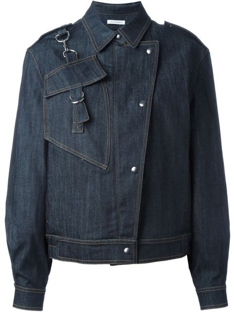 Your New Denim Jacket Is In This Slideshow #refinery29  http://www.refinery29.com/denim-jackets-for-women#slide-4  It's the subtle things — like the off-center buttons and buckled pockets — that take this simple dark denim to the next level.J.W. Anderson Biker Style Denim Jacket, $859.37, available at Farfetch.... Style Denim Jacket, Biker Denim, Jacket Outfit Women, Oversize Fashion, J W Anderson, Denim Jacket Men, Pocket Jacket, Biker Style, Denim Jacket Women