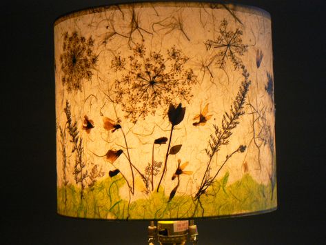 Summer Meadow Lamp Shade- Lite & Shadow Leaf Lampshade Diy, Diy Paper Flower Lamp Shade, Pressed Flower Lampshade, Diy Lamp Shade Ideas, Leaf Lampshade, Home Made Paper, Lamp Shade Diy, Flower Lamps, Flower Lamp Shade