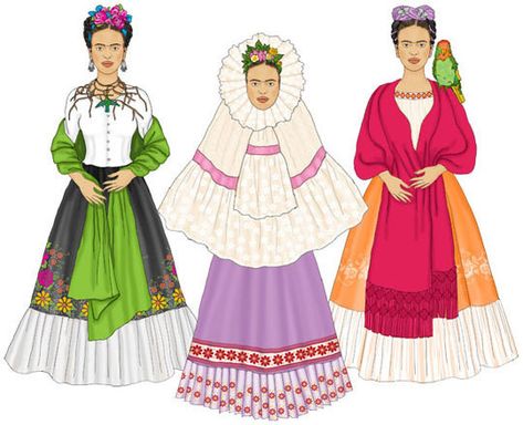 Frida Paper Doll Set Freida Kahlo, Frida And Diego, Frida Art, Frida Kahlo Art, Viva La Vida, Diego Rivera, Doll Set, Mexican Dresses, Printable Planner Stickers