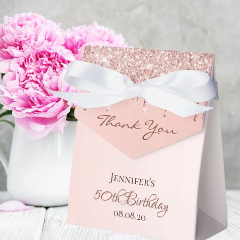 50th Birthday Party For Women, 10th Birthday Parties, Rose Party, 18th Birthday Party, Party Favor Boxes, 50th Birthday Party, Rose Gold Glitter, Bridal Shower Favors, Birthday Gift Ideas