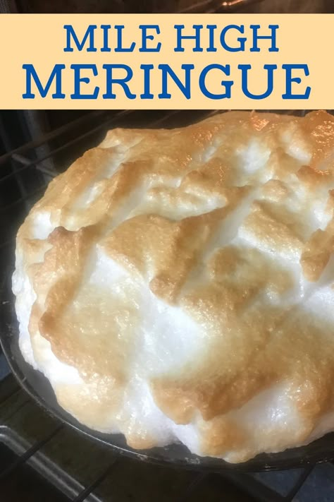 Nan's Mile High Meringue - Chef Alli Marange Recipe, Mile High Meringue Recipe, Meringue For Pies, Best Meringue Recipe, Mile High Meringue, Meringue Topping Recipe, Meringue Pie Topping, Easy Meringue Recipe, Pie Meringue