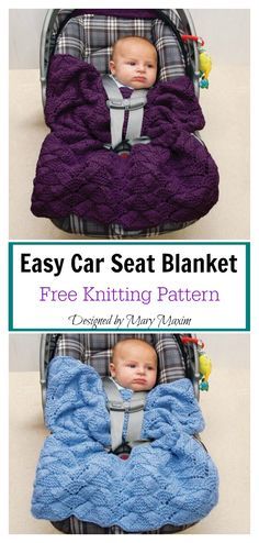 Easy Car Seat Blanket Free Knitting Pattern #freeknittingpattern #babyblanket Tricot Harry Potter, Baby Car Seat Blanket, Knit Baby Blanket Pattern Free, Extreme Knitting, Free Baby Blanket Patterns, Trendy Baby Blankets, Knitting Patterns Free Blanket, Car Blanket, Car Seat Blanket