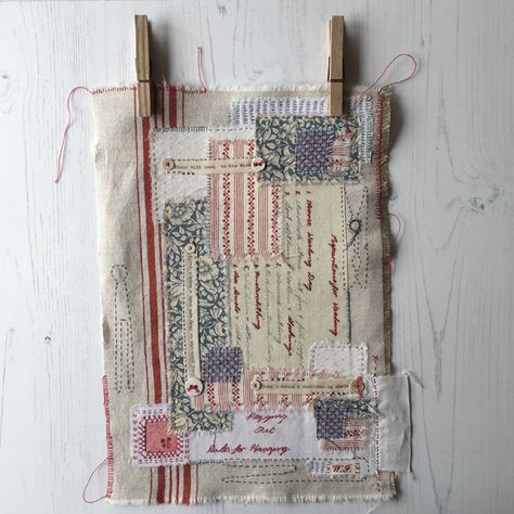 Ali Ferguson Textiles, Laura Heine Collage Quilts Keepsake Quilting, Laura Heine Sewing Machine Collage, Tim Holtz Abandoned Fabric Quilts, Slow Stitch Vessel, Upcycle Sewing, Contemporary Embroidery, Embroidery Gifts, Stitch Book