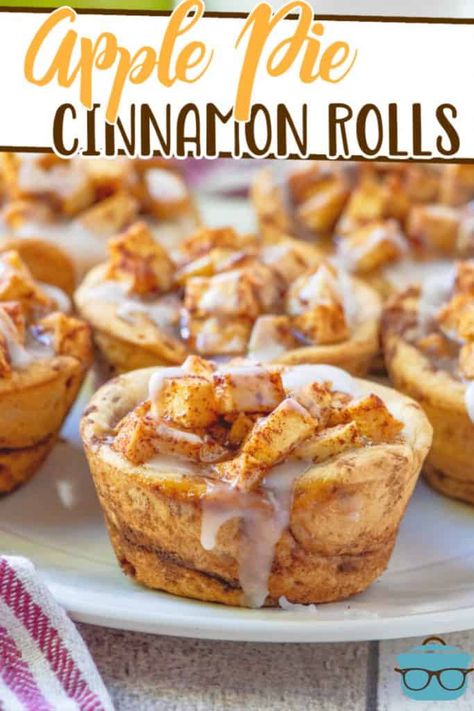 Apple Pie Cinnamon Roll Cups, Apple Pie Cinnamon Roll Muffins, Cinnamon Roll Apple Pie Cups, Cinnamon Roll Cups, Pillsbury Cinnamon Roll Recipes, Easy Apple Pie Filling, Apple Pie Cinnamon Rolls, Cinnamon Roll Apple Pie, Cinnamon Apple Pie