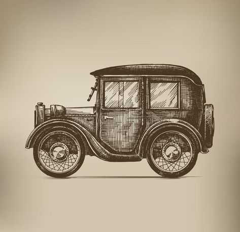 2023 Cars, Carros Vintage, Abstract Art Projects, Ancient Drawings, Car Stock, Old Vintage Cars, Mandala Art Therapy, Vintage Drawing, Car Illustration