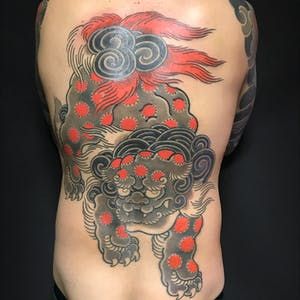 Cute Foo Dog Tattoo, Karajishi Tattoo, Foo Dog Tattoo Meaning, Fu Dog Tattoo, Japanese Foo Dog, Foo Dog Tattoo Design, Japanese Myth, Foo Dog Tattoo, Foo Dog Statue