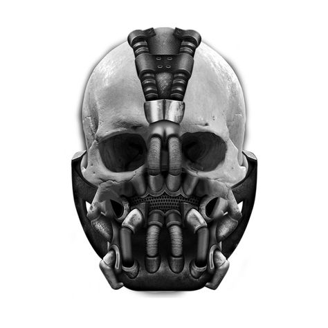 Bane Mask Skull Tattoo designed by: Attila Cete #bane #skull #mask #batman #darkknightrises #tattoo #design #shadow #art Bane Batman Tattoo Design, Venom Skull Tattoo, Bane Mask Tattoo, Bane Tattoo Design, Bane Batman Tattoo, Bane Tattoo Dark Knight, Joker Skull Tattoo, Gear Head Tattoo, Bandit Tattoo