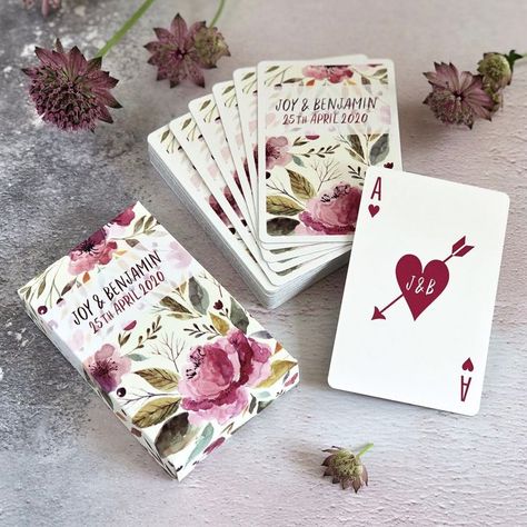 Engagement Gifts for Couples - Bride and Groom To Be Gift Set - Newly Engaged Gift Set for Him and Her - Unique Engaged Party Gifts Idea for Fiance & Fiancee Personalised Wedding Favours, Floral Themed Wedding, Wedding Snacks, Personalized Playing Cards, Favour Ideas, Floral Wedding Favors, Mauve Wedding, Watercolor Floral Pattern, Dear Future