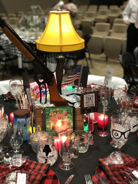 Christmas Movie Centerpieces, Christmas Story Party Ideas, Red Ryder Bb, Christmas Banquet, Christmas Gala, Red Ryder, Christmas Story Movie, White Christmas Movie, Ward Christmas Party