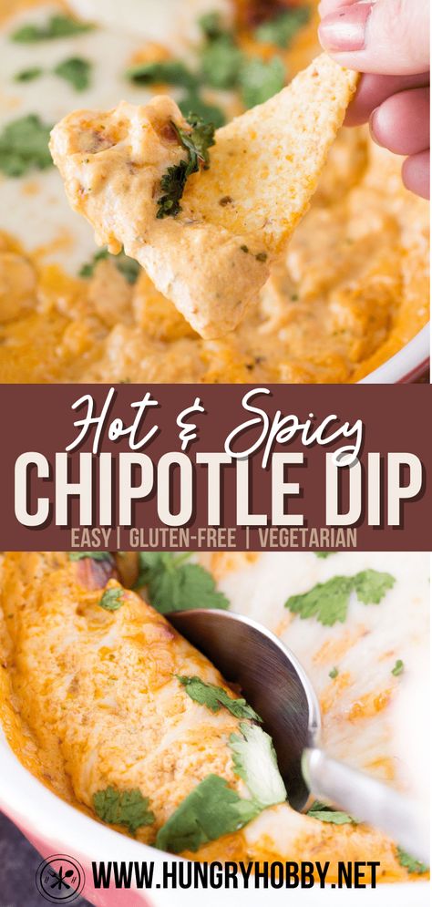 This hot and spicy chipotle dip is what appetizer dreams are made of, it’s creamy, full of flavor with a major kick, plus it’s easy to make! Spicy Chip Dip Recipes, Hot Veggie Dip, Spicy Appetizers Easy, Chipotle Cream Cheese Dip, Chipotle Dip Recipes, Spicy Dip Recipes, Chipotle Dip, Raspberry Chipotle Sauce, Vegetarian Dip