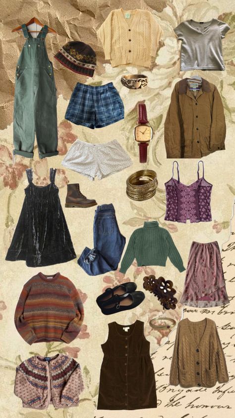 Fall wardrobe #fyp #fall #fallfashion #outfit #outfits #outfitinspo #vintage #wallpaper Twee Outfits Fall, Fall Hippie Outfits, Warm Weather Fall Outfits, Indie Fall Outfits, Vintage Fall Outfits, Fall Outfits Vintage, Oc Maker, Fun Mom, Downtown Girl