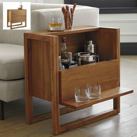 17 trendy coffee and side tables with integrated storage Living in a shoebox Home Mini Bar, Bar Cabinet Design, Modern Bar Cabinet, Meja Nakas, Hidden Shelf, Dining Room Furniture Modern, Diy Home Bar, Man Cave Home Bar, Mini Bars