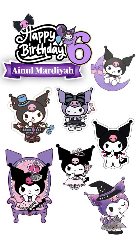 Kuromi Cake Topper Printable, Kuromi Printables, Cute Wallpapers For Keyboard, Kuromi Cake Topper, Kuromi Birthday Cake, Sanrio Characters Kuromi, Kuromi Cake, Kuromi Birthday, Candy Background