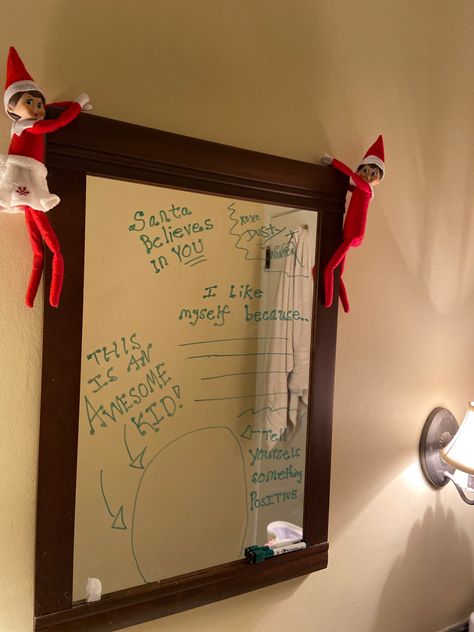 Be Good Elf On The Shelf Messages, Elf On The Shelf Positive Messages, I Like Myself, Elf On Shelf, Something Positive, Elf Ideas, Christmas Crafts Decorations, Positive Messages, Shelf Ideas