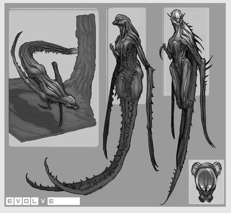 Stephen Oakley, Evolve Monster, Monster Artwork, Cool Monsters, Alien Concept Art, Monster Concept Art, Creature Drawings, Alien Creatures, Fantasy Monster