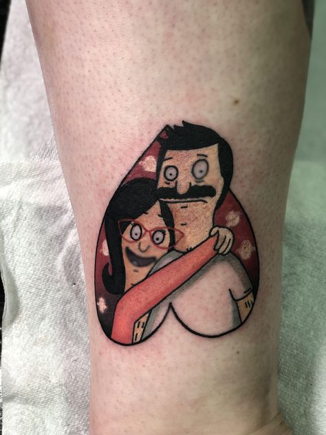 Bobs Burgers Couple Tattoos, Bob And Linda Couple Tattoo, Bob And Linda Tattoo, Ha Ha Tattoo, Linda Tattoo, Bob And Linda, Nerd Tattoos, Body Artwork, Tattoo Mistakes