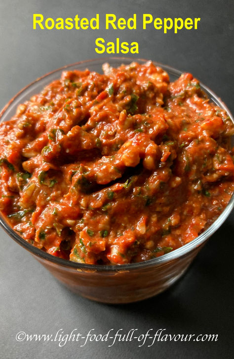 This roasted pepper salsa with smoked paprika is delicious, easy to make and healthy. I use pointed red bell peppers but all red peppers are rich in vitamin C and contain many other healthy nutrients. Roasted Pepper Salsa, Red Pepper Salsa, Roasted Red Pepper Salsa, Pepper Salsa, Light Food, Red Bell Peppers, Roasted Red Pepper, Nutritious Diet, Roasted Peppers