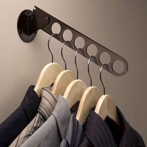 Wall mount hanger holder Shallow Closet Ideas, Valet Rod, Ideas Armario, Balcon Mic, Hanging Clothes Racks, No Closet Solutions, Rev A Shelf, Tv Bracket, Laundry Closet