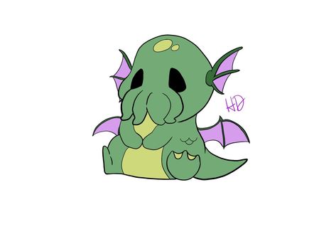 A chibi cthulhu using Phoebe Im's drawing book! Cthulhu Sketch, Vtuber Outfits, Cute Cthulhu Tattoo, Chibi Cthulhu, Cartoon Cthulhu, Chibi Monster, Cthulhu Alphabet, Cute Cthulhu, Cthulhu Tattoo