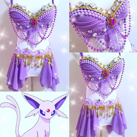 Espeon (Pokemon) To custom order please email us at: electriclaundry@gmail.com Espeon Outfit, Flareon Cosplay, Espeon Cosplay, Rave Inspiration, Sylveon Cosplay, Espeon Pokemon, Rave Outfits Diy, Comicon Costume, Easy Cosplay Ideas