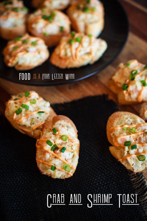 Crab & Shrimp Toast Recipe – FOOD is Four Letter Word Shrimp And Crab Toast Recipe, Crab Toast Appetizers, Shrimp Toast Appetizers, Shrimp Toast Recipe, Crab Toast, Boiling Crab, Shrimp Boil Recipe, Crab And Shrimp, Shrimp Toast