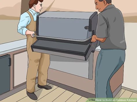 How to Build an Outdoor Kitchen (with Pictures) - wikiHow Build An Outdoor Kitchen, Outdoor Kitchen Kits, Oven Outdoor, Backyard Covered Patios, Outdoor Bbq Area, Outdoor Grill Station, Diy Grill, Outdoor Kitchen Countertops, Covered Patios