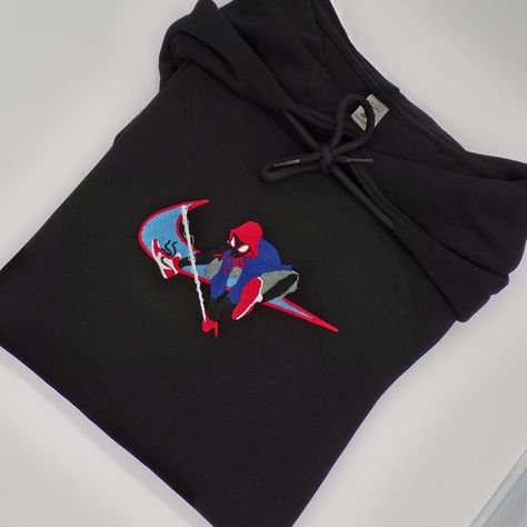 Miles Morales Embroidery, Miles Morales Sweater, Embroider Hoodies, Spiderman And Miles Morales, Miles Morales Hoodie, Spiderman Clothes, Spiderman Things, Earth 1610, Spiderman Outfit