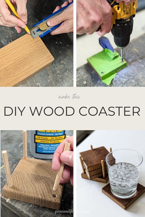 Protect your surfaces in style with these DIY wood coasters! Follow this easy step-by-step tutorial to create personalized coasters that add a touch of rustic charm to your home decor. Scrap Wood Coasters, Pallet Wood Coasters, 4x4 Wood Coasters Diy, How To Make Wooden Coasters, Easy Diy Coasters Ideas, Wood Coaster Holder, Handmade Coasters Diy, Homemade Coasters Wood, Wood Coasters Diy Painted Square