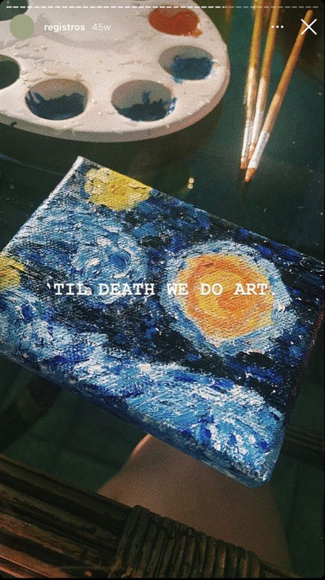 Painting Ig Story, Painting Insta Story, Painting Story Instagram Ideas, Blue Drawings, Design Art Drawing, Arte Van Gogh, Small Canvas Paintings, Canvas Drawings, Artist Aesthetic