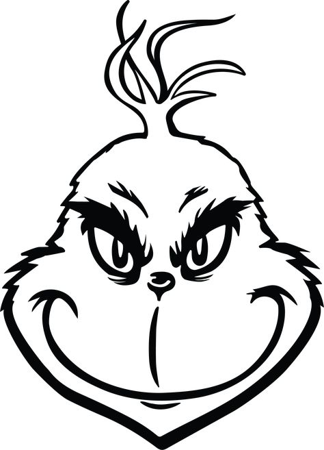 How To Draw Grinch Face, Grinch Svg Free Cricut, Grinch Tattoo Design, Grinch Template, The Grinch Drawing Easy, Simple Grinch Drawing, The Grinch Svg, Grinch Outline, Grinch Stencil