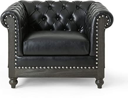 Christopher Knight Home Castalia Club Chair, Midnight Black + Dark Brown Traditional Accent Chair, Leather Club Chairs, Clean Space, Black Chair, Christopher Knight, Chesterfield Chair, Noble House, Christopher Knight Home, Club Chair