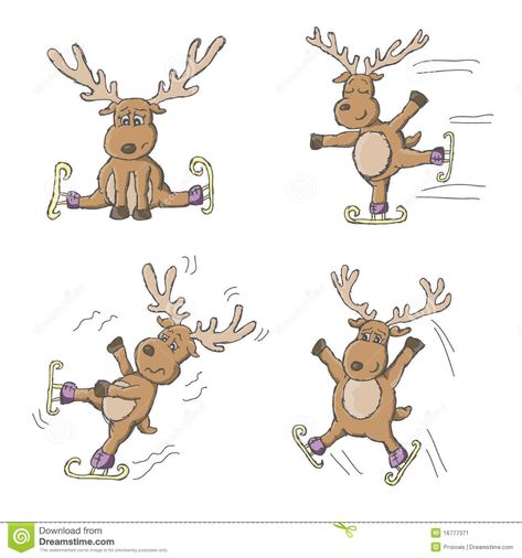 Sketchy Reindeer Ice Skating Stock Illustration - Illustration of sketchy, cheerful: 16777371 Ice Skating Drawing, Ice Skating Cartoon, Ice Skate Drawing, Cartoon Sitting, Ice Drawing, Reindeer Drawing, Deer Cartoon, Cartoon Reindeer, Christmas Ice Skates