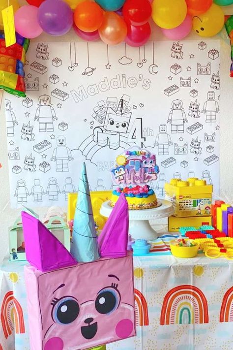 Don't miss this bright and colorful Lego birthday party! The backdrop is fab! See more party ideas and share yours at CatchMyParty.com Red Birthday Party Ideas, Lego Girls Birthday Party, Girls Lego Party, Lego Party Printables, Red Birthday Party, Lego Girls, Happy 7th Birthday, Girls Birthday Party Themes, Red Birthday