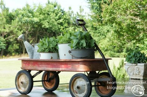 Garden Necessities, Houseplant Ideas, Wagon Ideas, Radio Flyer Wagon, Wagon Planter, Upcycled Items, Heart Rocks, Radio Flyer Wagons, Garden Wagon