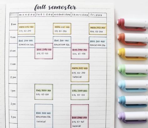 Bujo Schedule, Bujo Student, Semester Schedule, Revision Timetable, Student Inspiration, Planning School, Studera Motivation, Bullet Journal 2020, Bujo Planner