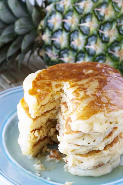 Pineapple Pancakes with Coconut Syrup Healthy Fruity Breakfasts, Pineapple Pancakes, Coconut Syrup, What's For Breakfast, Breakfast Pancakes, 140 Pounds, Breakfast Brunch Recipes, Breakfast Time, Breakfast Treats