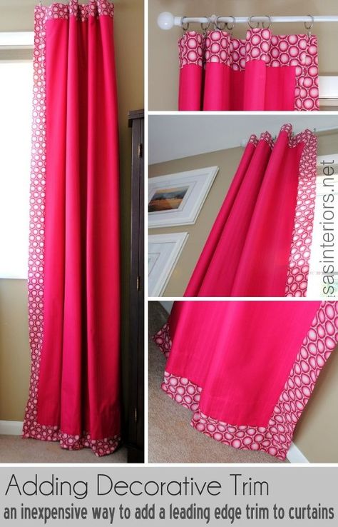 How-To Add Decorative Trim to Curtains - Adding decorative trim is an easy and inexpensive way to dress up store-bought curtains to give them a custom, designer… Add Trim To Curtains, Adding Trim To Curtains, Curtain Trim, Diy Window Treatments, Big Girl Bedrooms, Curtain Ideas, Bed In A Bag, Diy Window, How To Make Curtains