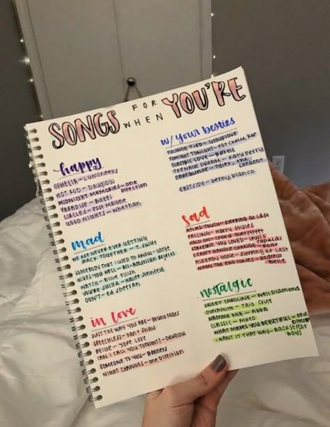 bujo ideas Songs For When, Song Diary, Bored Jar, Song Ideas, Journal Inspiration Writing, Bullet Journal Ideas Templates, Bullet Journal Mood Tracker Ideas, Bulletin Journal Ideas, What To Do When Bored