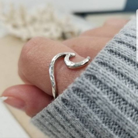 This is by far the best wave ring out there! Hand made, hammered or smooth finish, it is comfortable and beautiful. Take a piece of the ocean with you Wave Ring Silver, Custom Cuff Bracelet, Rose Gold Cuff Bracelet, Palm Tree Necklace, Custom Bar Necklace, February Birthstone Necklace, Dainty Initial Necklace, Custom Initial Necklace, Beach Wave