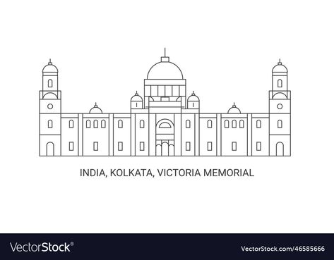 Victoria Memorial Drawing, Victoria Memorial Kolkata Sketch, Easy Doodles Art, Victoria Memorial Kolkata, Victoria Memorial, Yellow Taxi, Doodles Art, Line Vector, Easy Doodles