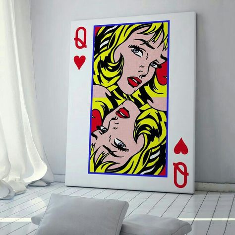 Poker Card Art, Queen Card, Pop Art Decor, Poker Card, Pop Art Drawing, Pop Art Canvas, Cute Canvas Paintings, Canvas Drawings, Pop Art Wallpaper