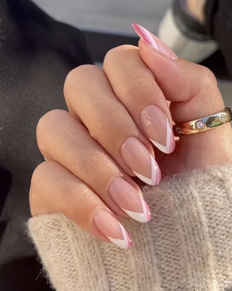 Classic French Nails With A Twist, Modern French Tip Nails Almond, French Manicure Nails, Casual Nails, French Tip Acrylic Nails, Neon Nails, Elegant Nails, Short Acrylic Nails Designs, Classy Nails