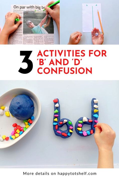 Activities to Overcome 'b' and 'd' Letter Confusion B And D Confusion, B And D, Early Literacy, Helping Children, Learning Letters, Hands On Learning, Lower Case Letters, Fun Learning, Learning Activities