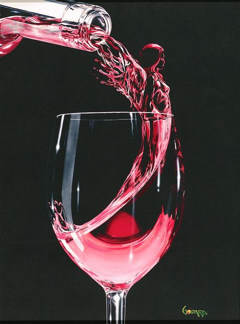 "Rose Angel" animated wine painting by Michael Godard - Park West Gallery Wine Animation, Wine Art Painting, Wine Paintings, Michael Godard, Drinks Art, Rosé Angel, Wine Rose, Wine Painting, Wine Photography