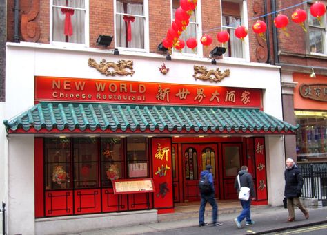 New world eat drink restaurants gastro pubs large Chinese Bar, Chinese Cafe, Chinese Tea House, Chinatown London, Street Food Design, Restaurant Exterior Design, Swiss Cottage, Restaurant Exterior, China Restaurant