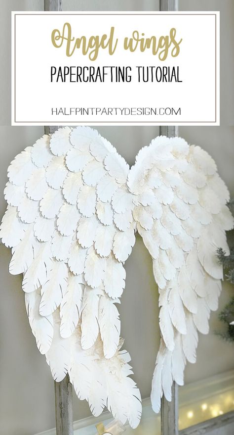 Holiday Angel Wing Tutorial - Parties With A Cause Angel Wing Tutorial, Paper Angel Wings, Wing Tutorial, Angel Wing Crafts, Feather Svg, Diy Angel Wings, Diy Angels, Paper Wings, Holiday Angel